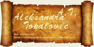 Aleksandra Topalović vizit kartica